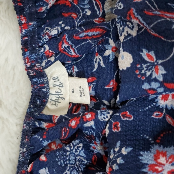 Style & Co. Womens Off-The-Shoulder Printed Dress Navy Floral XL NWT - Picture 3 of 9